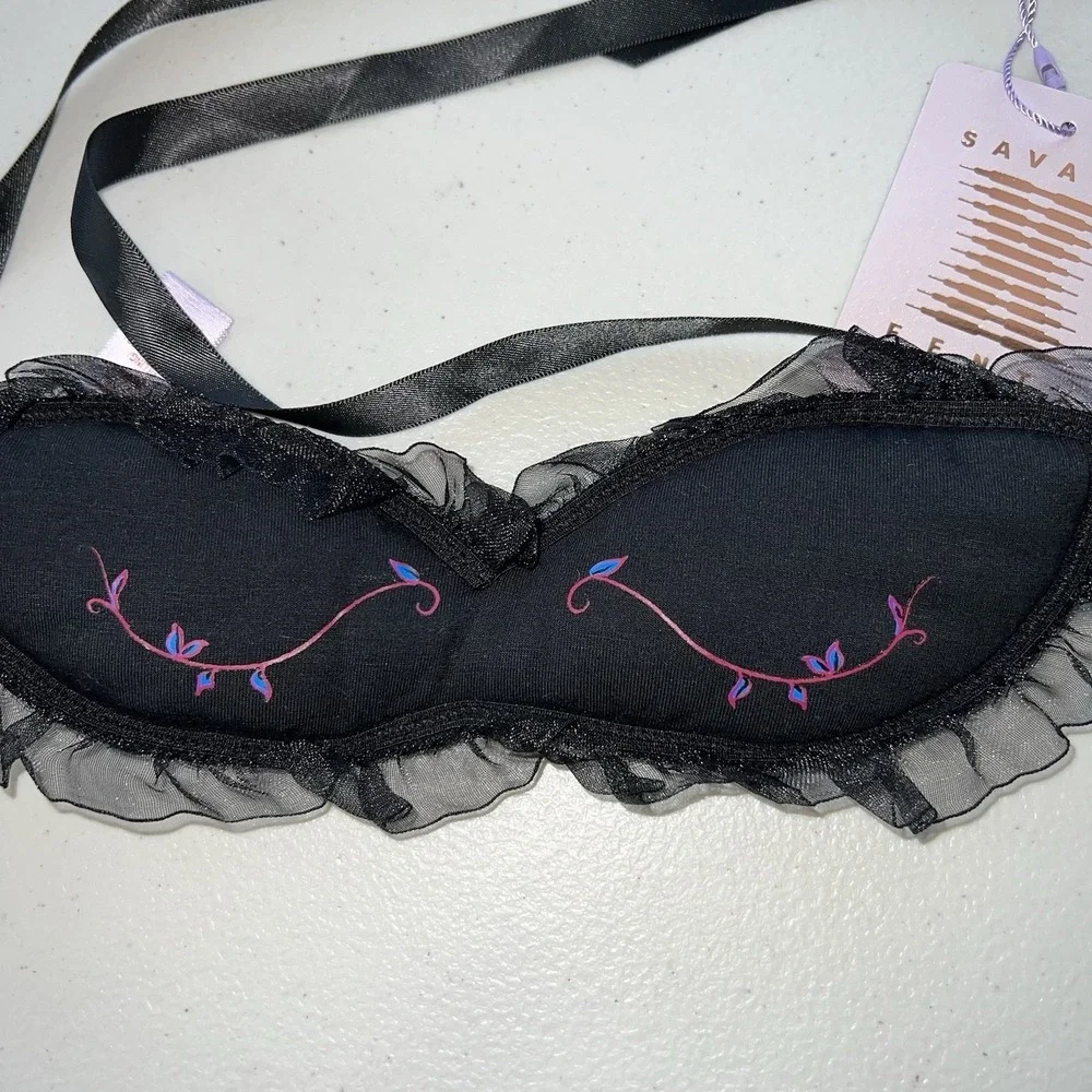 Savage Fenty Cat Nap‎ Eye Mask Black Caviar Floral One Size Padded New with Tag